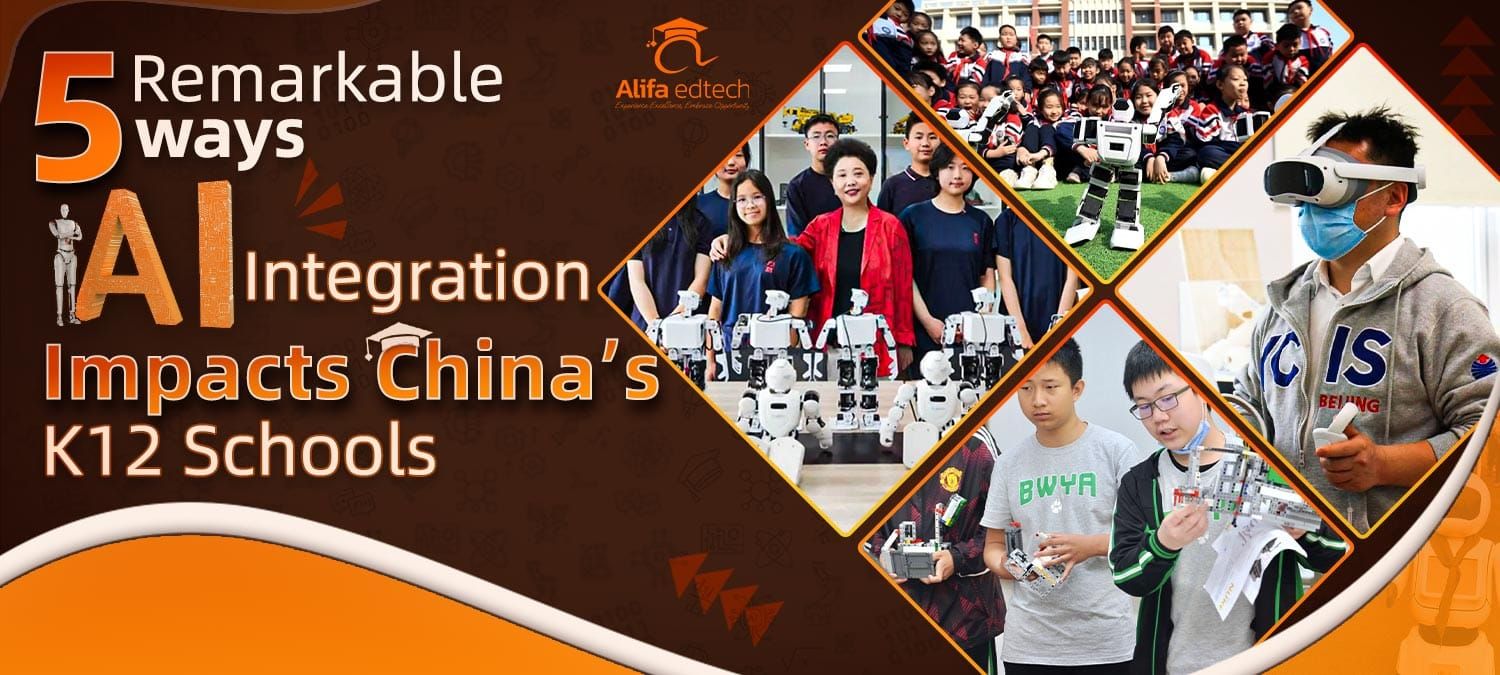 AI integration in China K12 schools with students using robots and VR technology