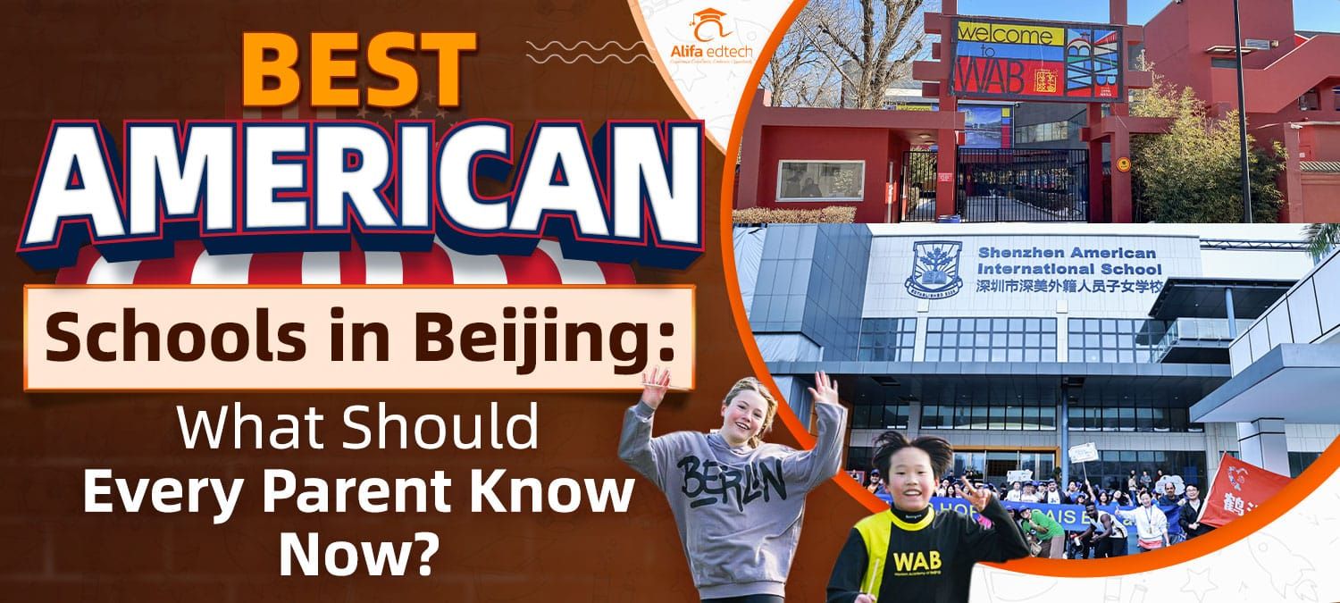 American Schools in Beijing guide featuring WAB entrance and diverse student activities