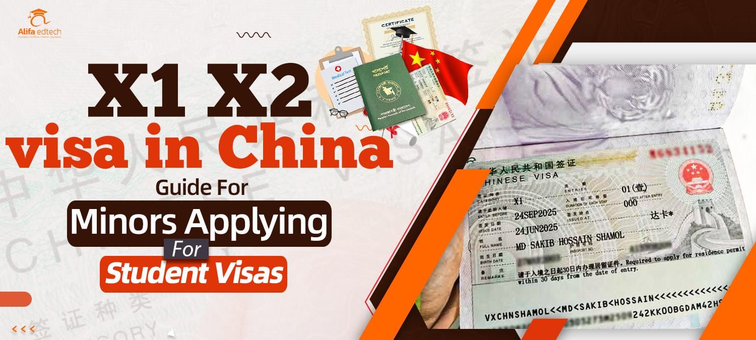 X1 X2 Visa in China guide for minors with passport and application documents displayed