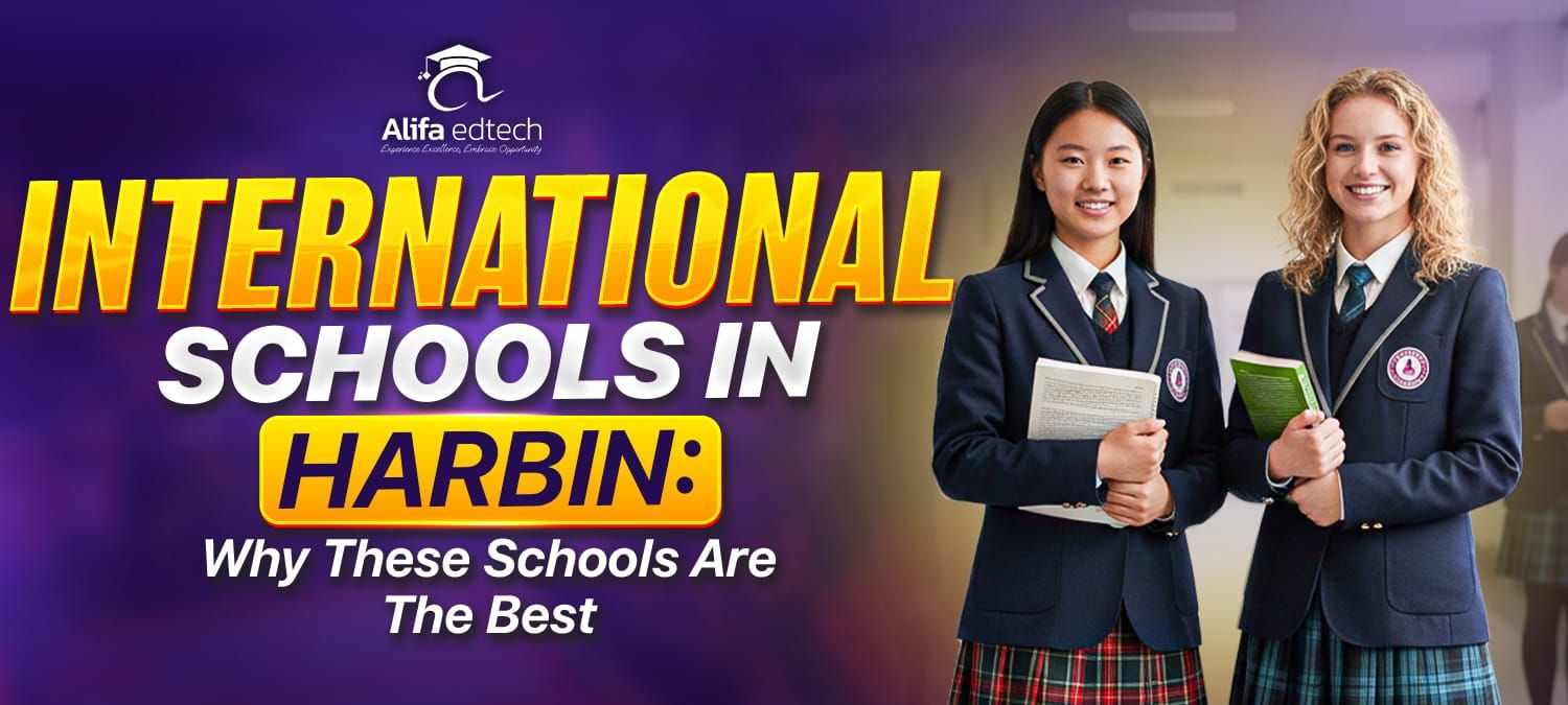 International schools in Harbin students in uniforms holding books 