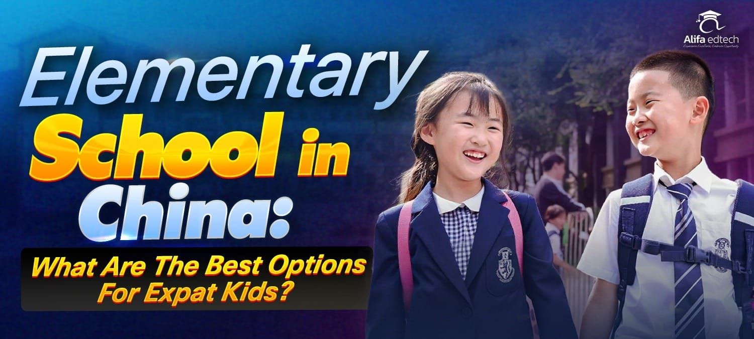 Elementary School in China guide for expat families featuring smiling students.