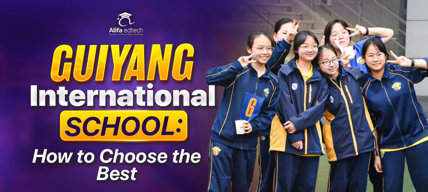 Guiyang international schools students in uniforms posing together on campus