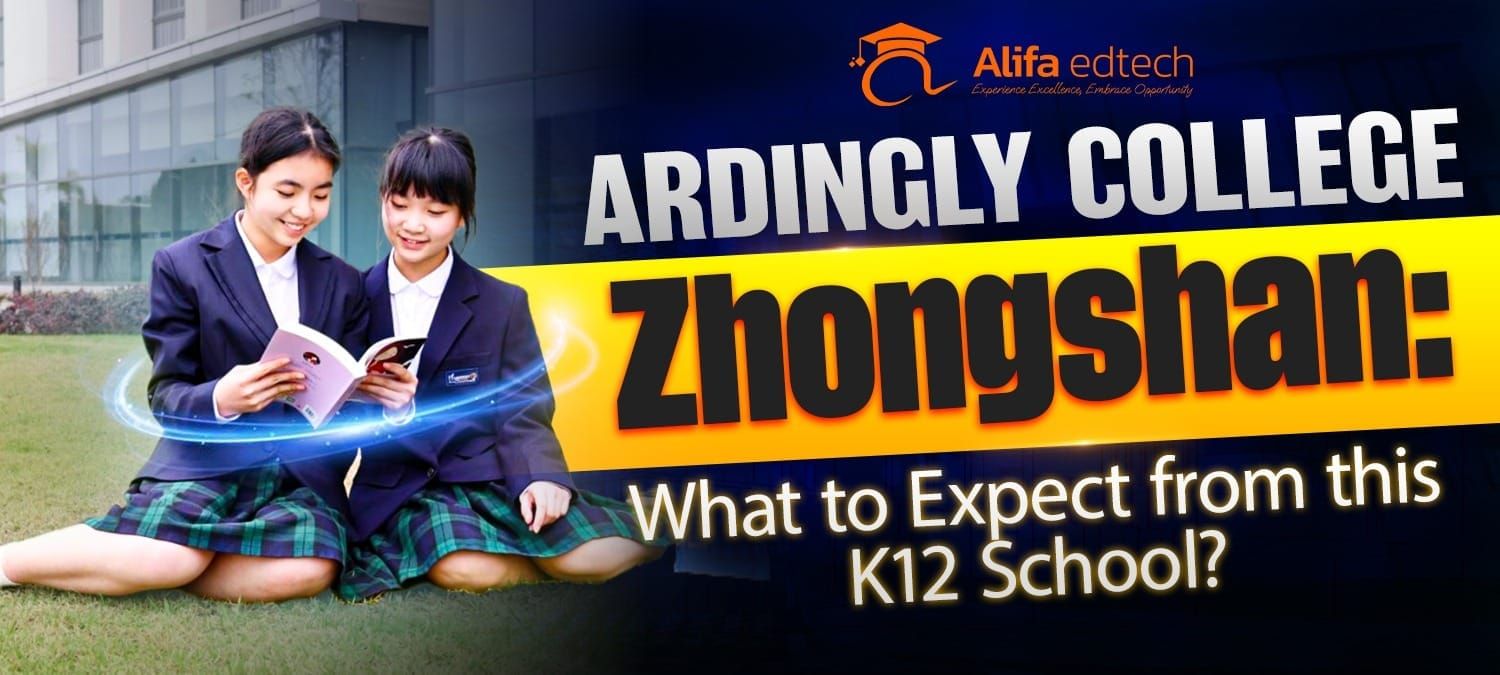 Ardingly College Zhongshan K12 campus students reading on school grounds