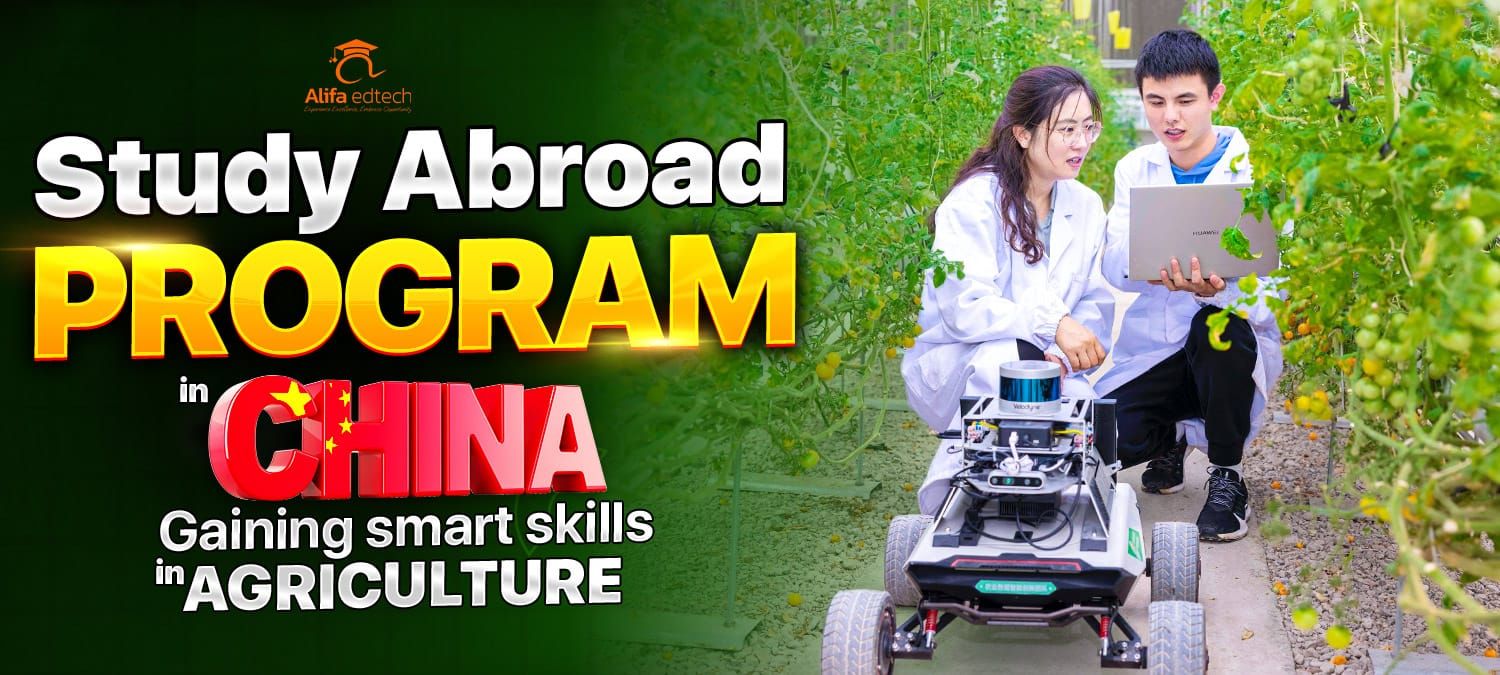 Study Abroad Program in China students using agricultural robotics in greenhouse