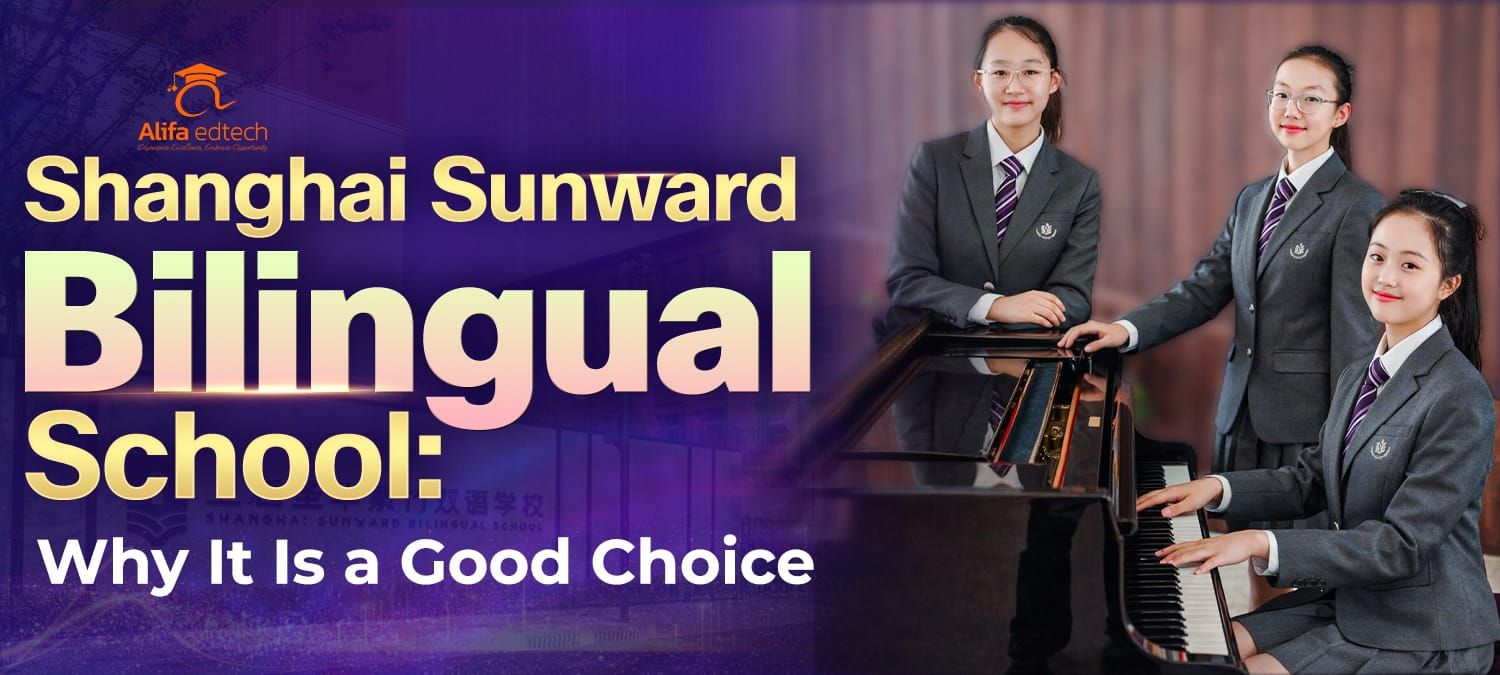 Shanghai Sunward Bilingual School students in uniform playing piano together