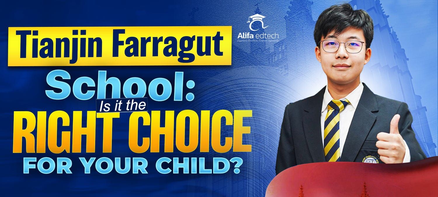 Tianjin Farragut School student in uniform giving thumbs up on blog cover