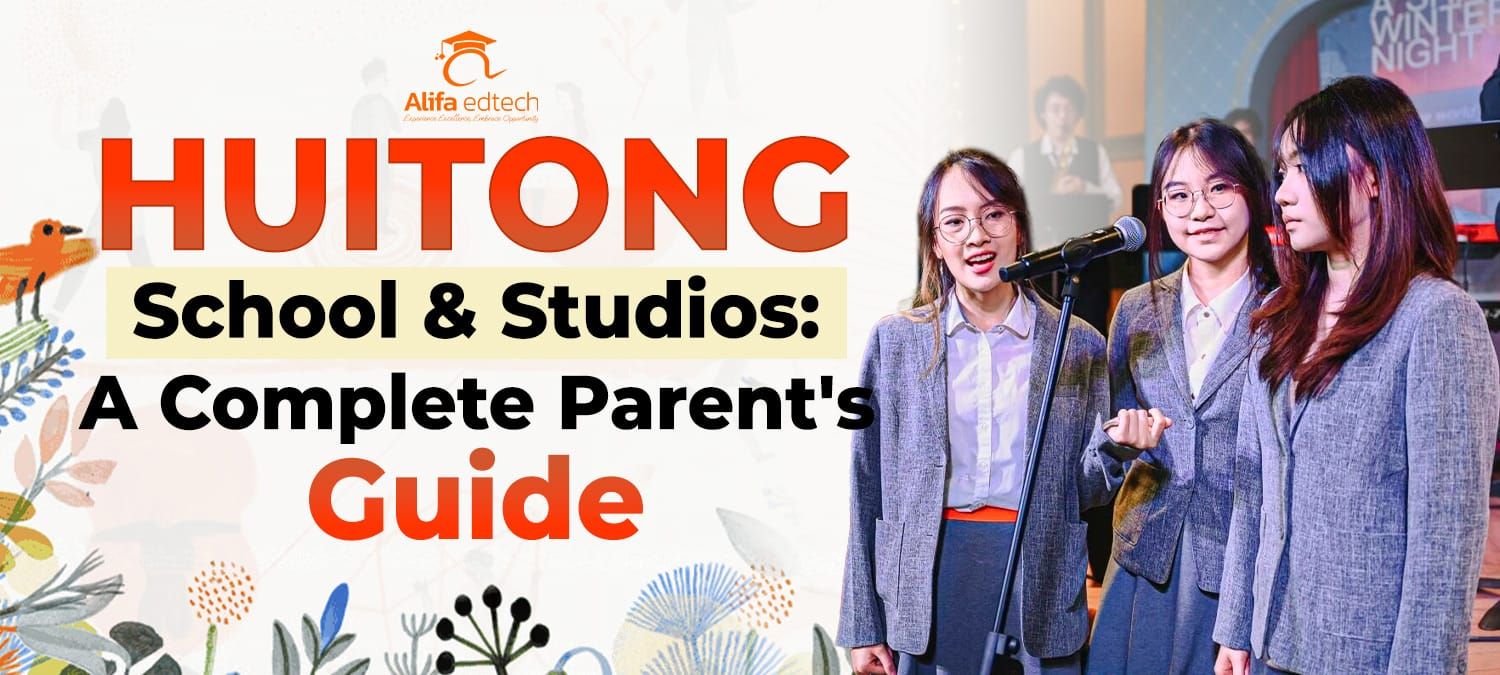 Huitong School & Studios students presenting on stage at a school performance