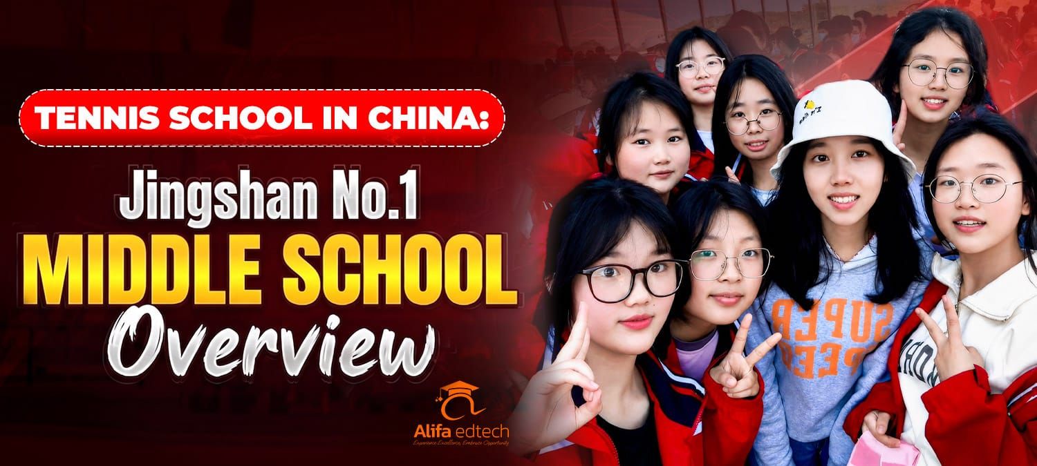 Tennis School in China: Jingshan No. 1 Middle School overview banner with smiling students.