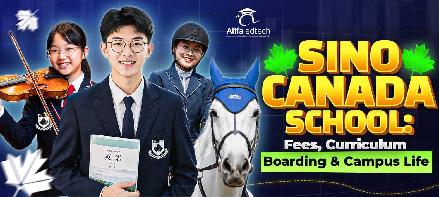 Sino-Canada School students with violin, blazers and equestrian horse