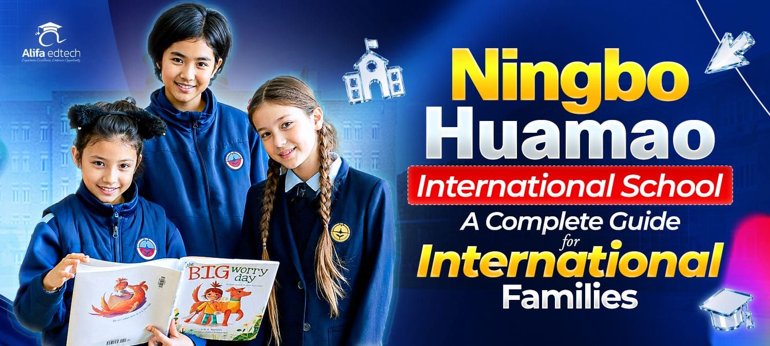 Ningbo Huamao International School (NBHIS) students reading together in school uniform