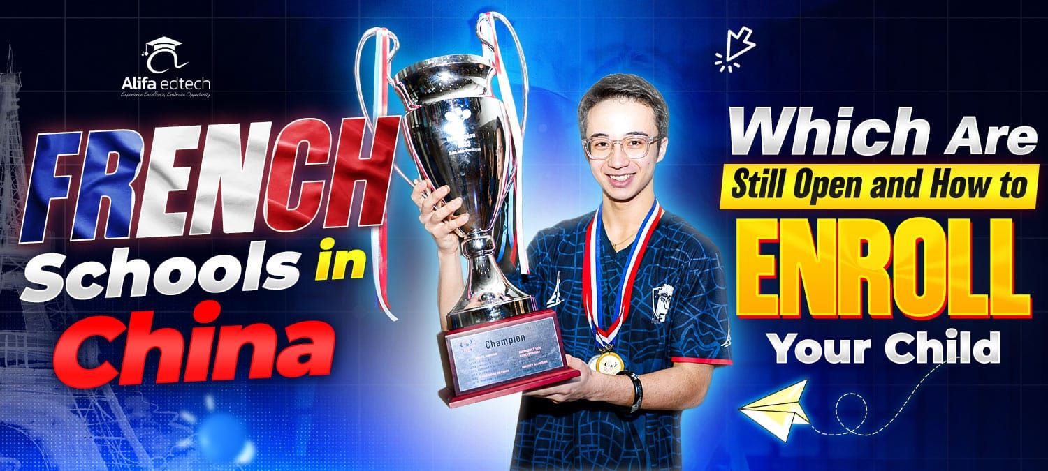 French Schools in China: student holding championship trophy and medal