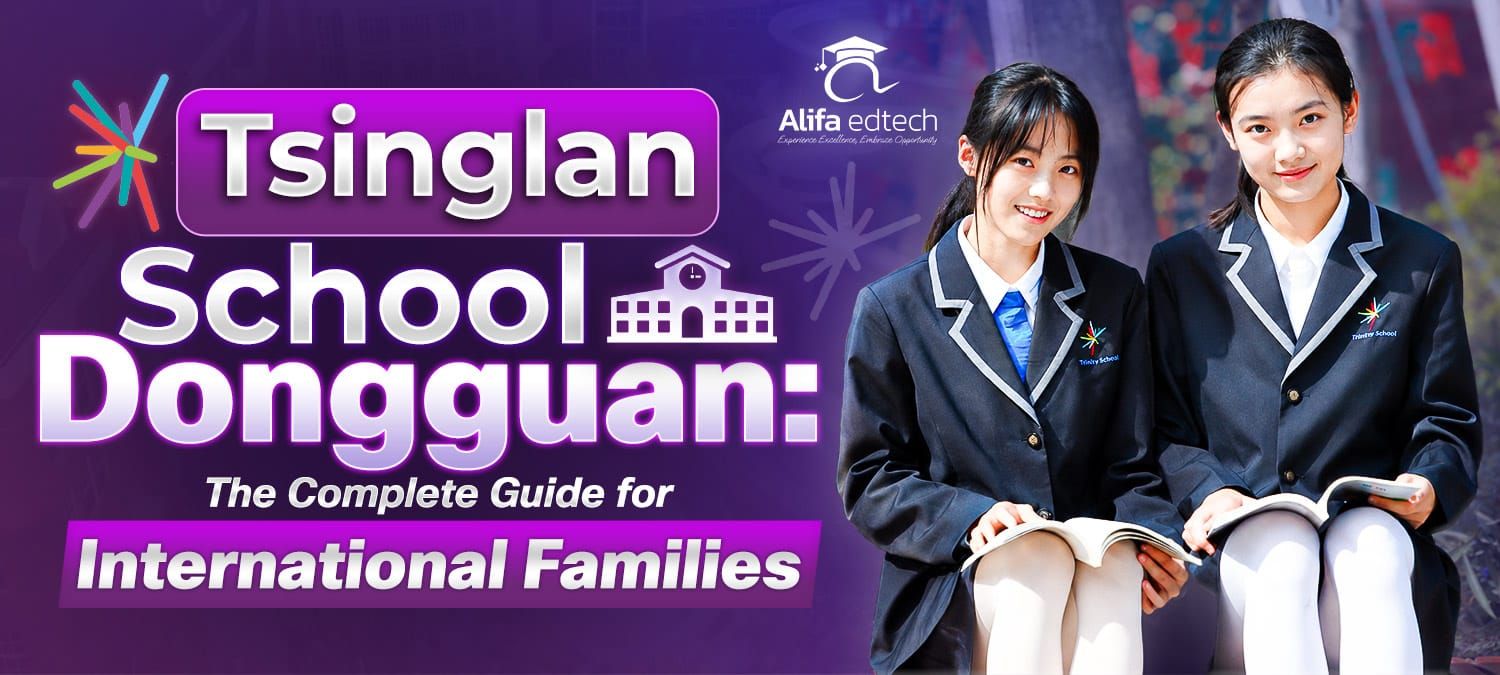 Tsinglan School Dongguan two students in school uniform reading together
