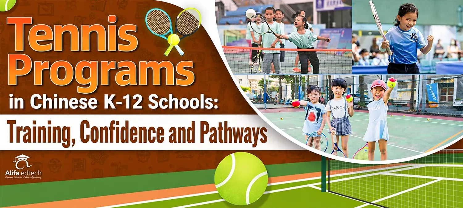 Tennis lessons boosting confidence in Chinese K-12 schools with young students playing