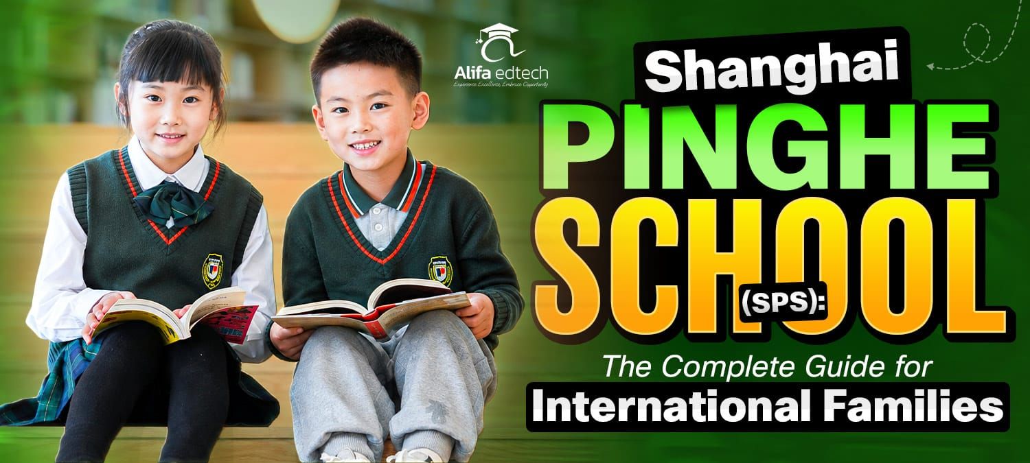 Shanghai Pinghe School two young students in green uniform reading books together