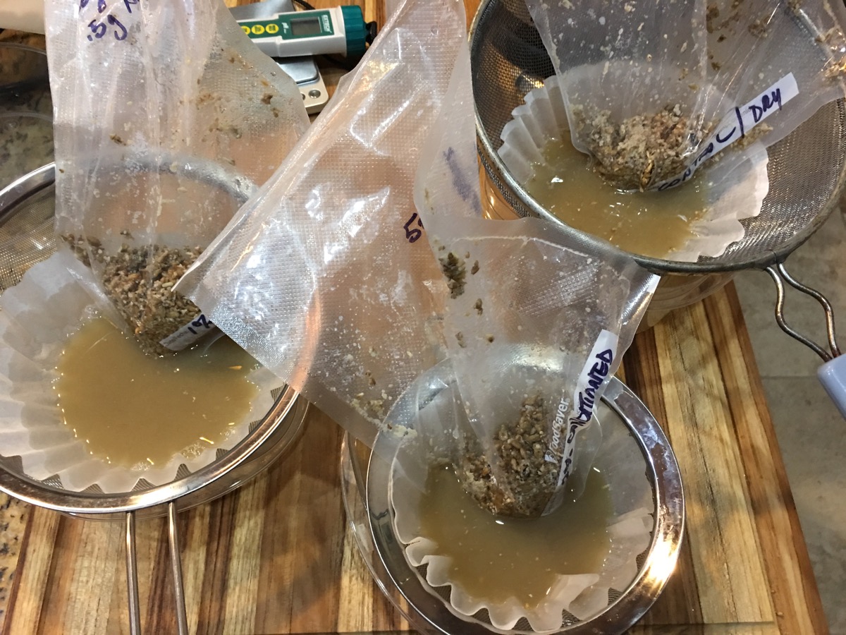 straining samples