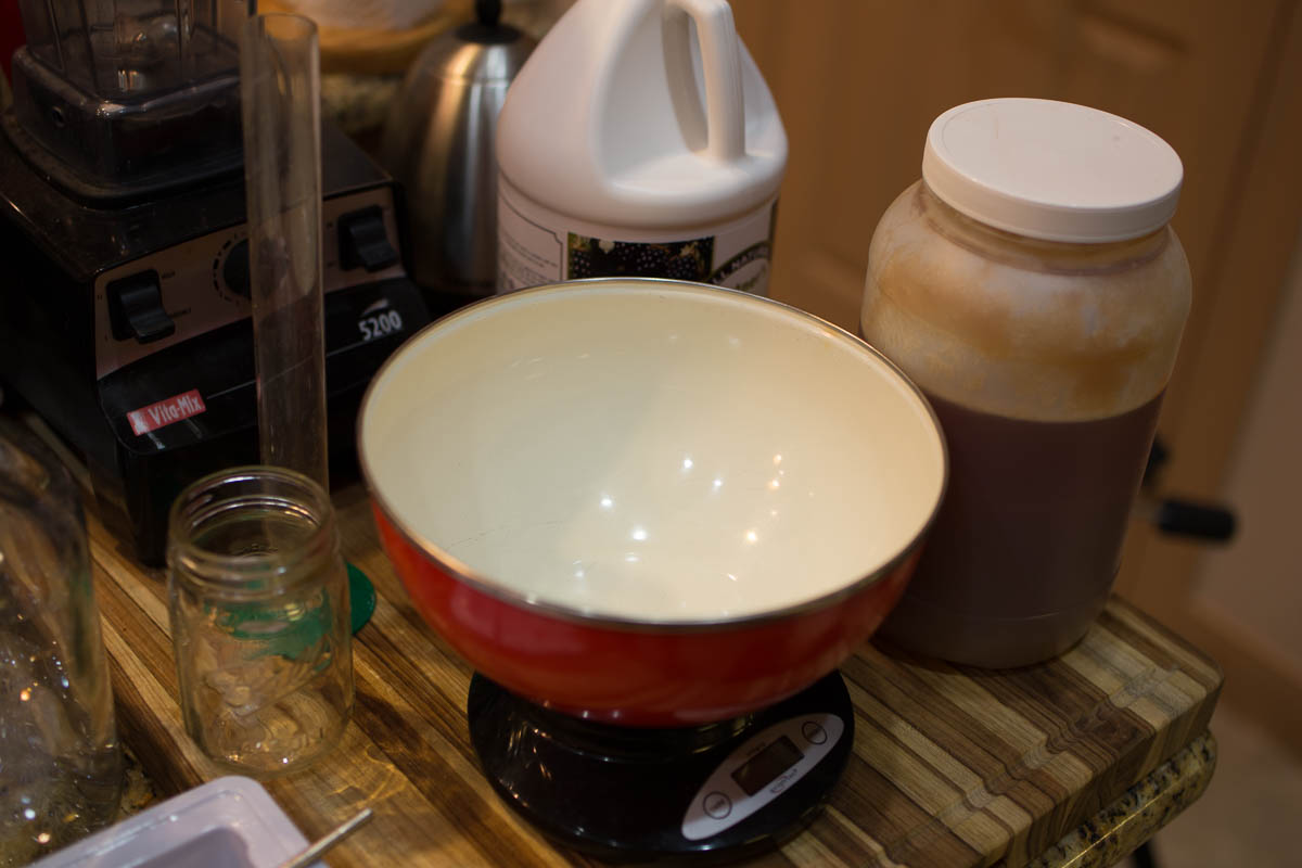 bowl and scale with honey