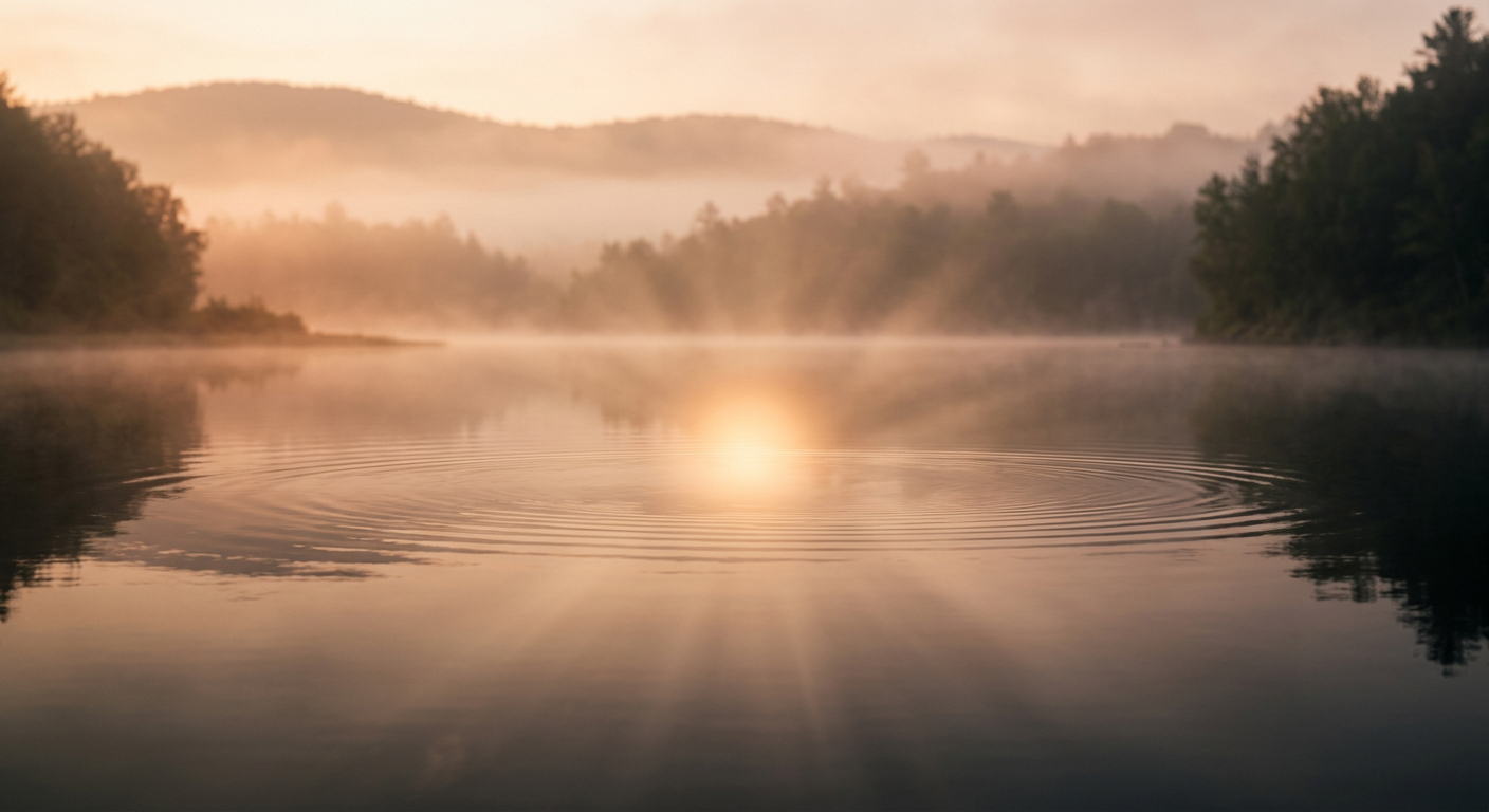 Soft light spreading outward across a calm scene, symbolizing inner growth becoming outward expression.