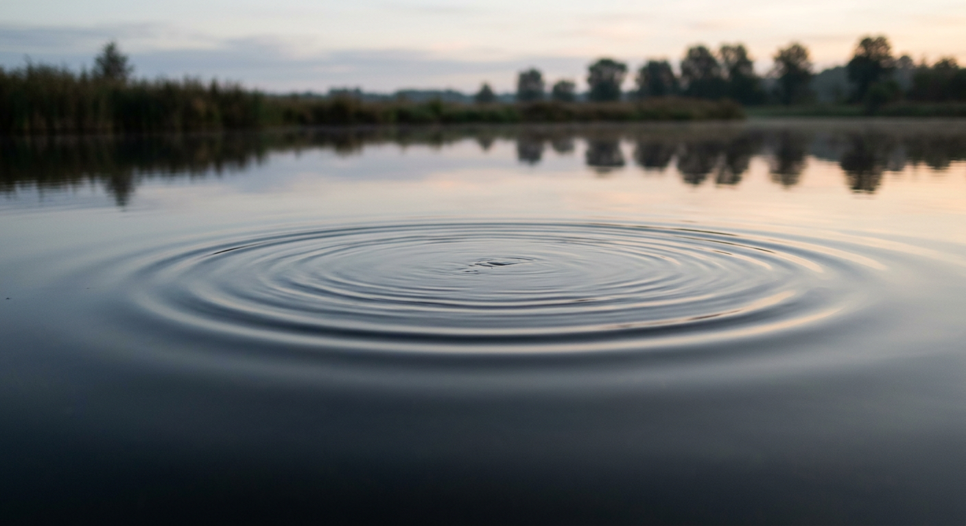 Soft ripples spreading across water, symbolizing quiet influence and impact.