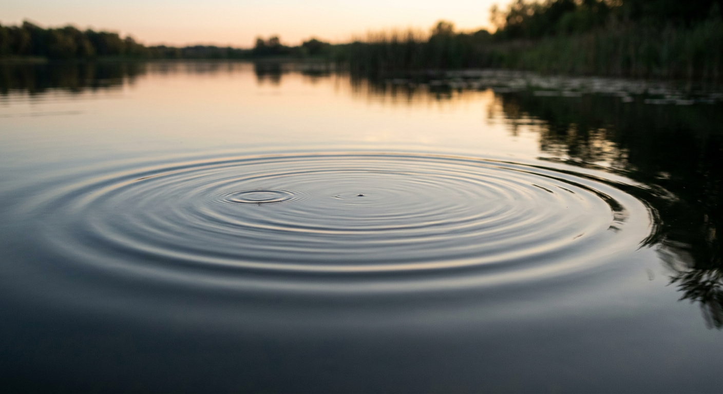Soft ripples spreading across water, symbolizing the lasting impact of a moment.