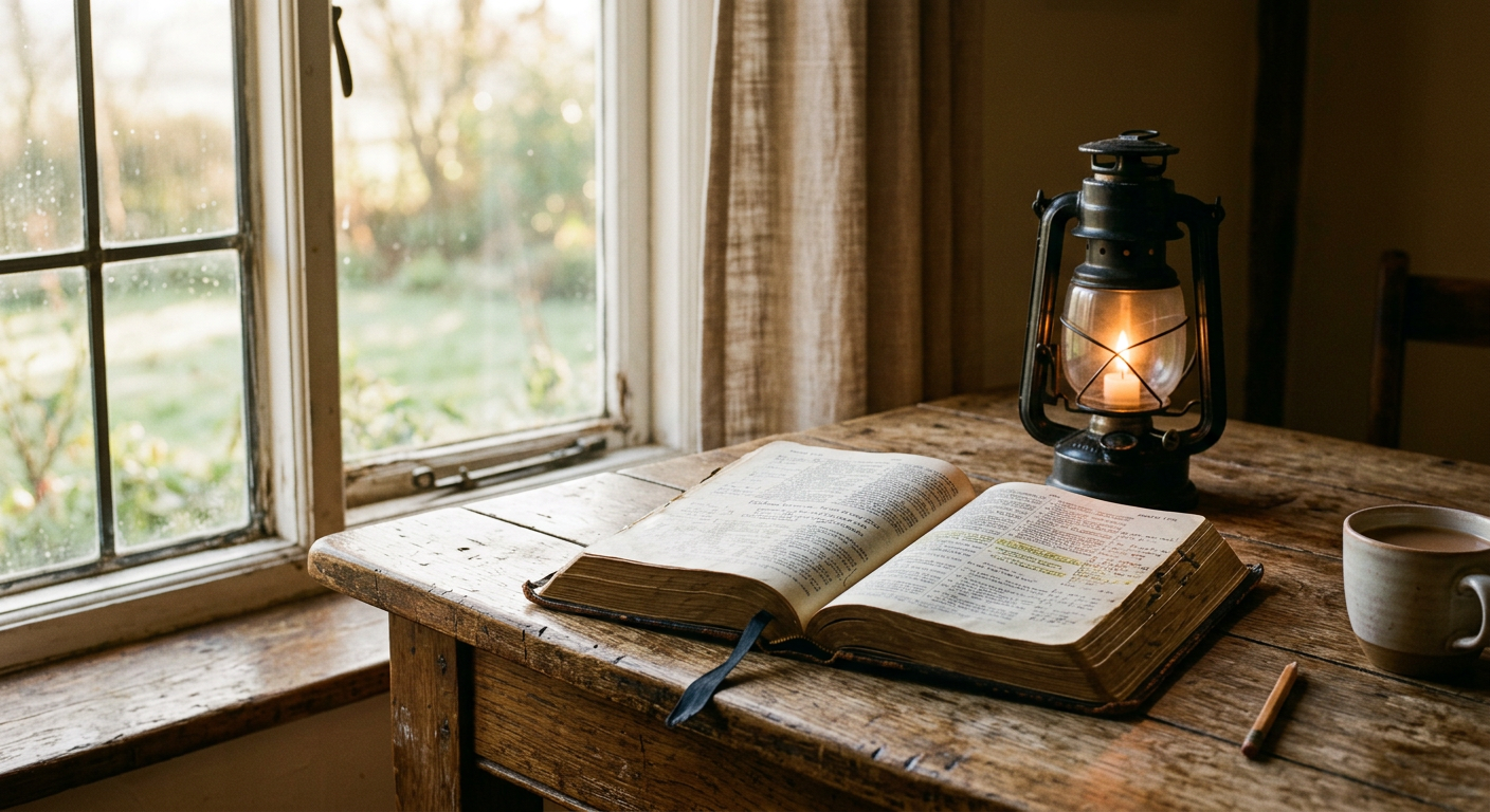 An open Bible on a wooden table illuminated by morning light, symbolizing truth, integrity, and living honestly before God.