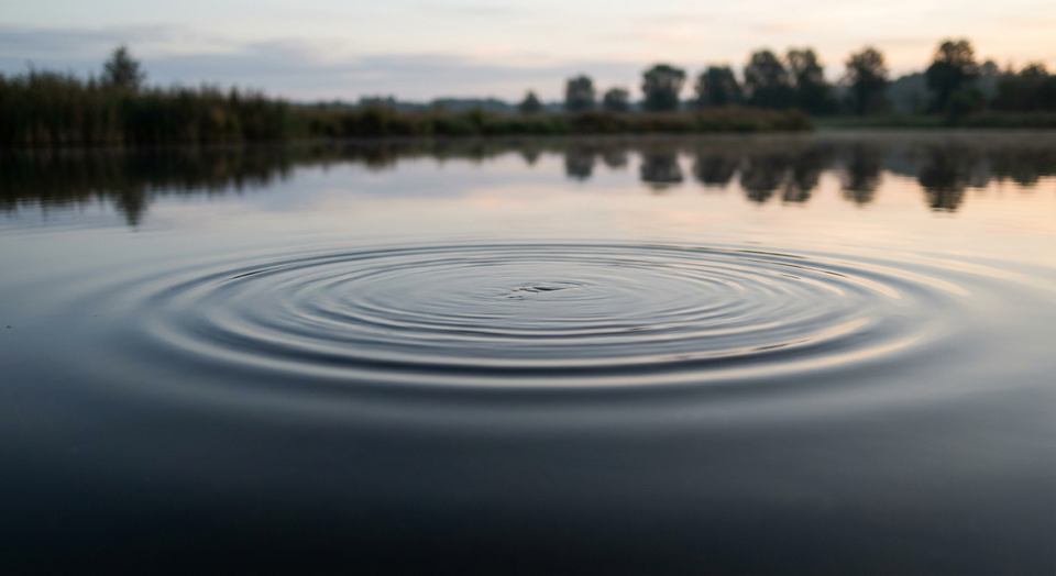 Soft ripples spreading across water, symbolizing quiet influence and impact.