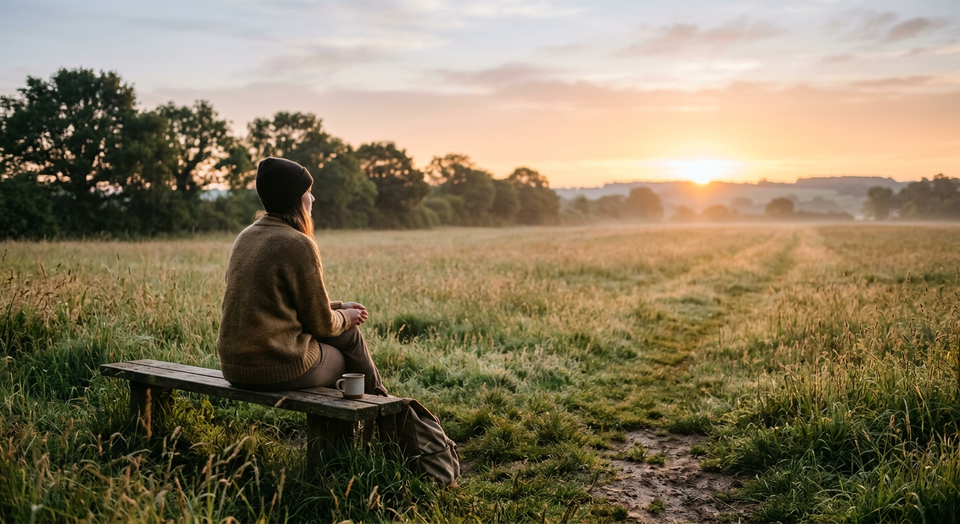 A person sitting quietly at sunrise, symbolizing patience, trust, and the spiritual discipline of waiting.