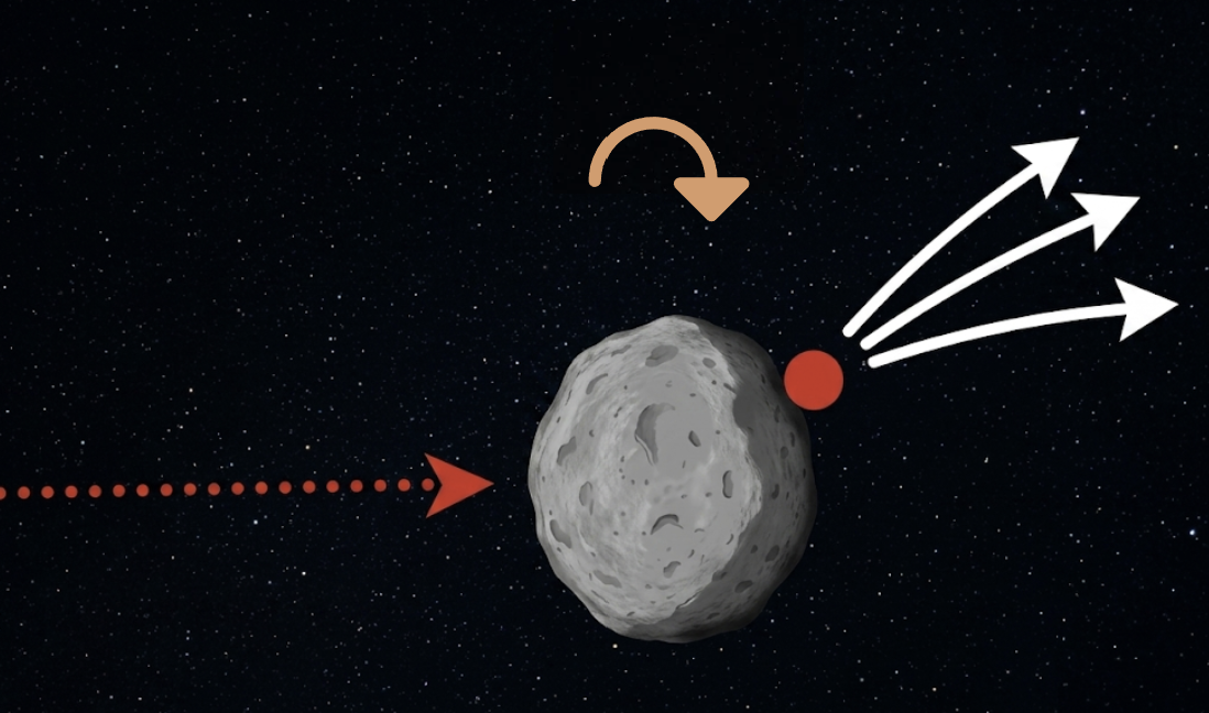 The image depicts a moon with an arrow pointing to its surface, indicating a direction, and another arrow in the opposite direction, suggesting movement.

El contenido generado por IA puede ser incorrecto.
