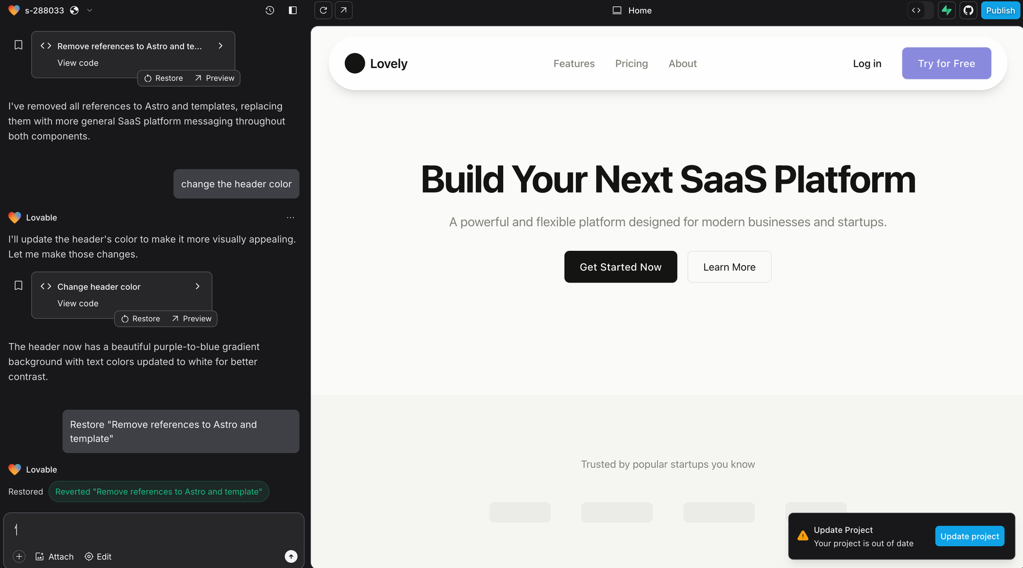 lovable ai interface