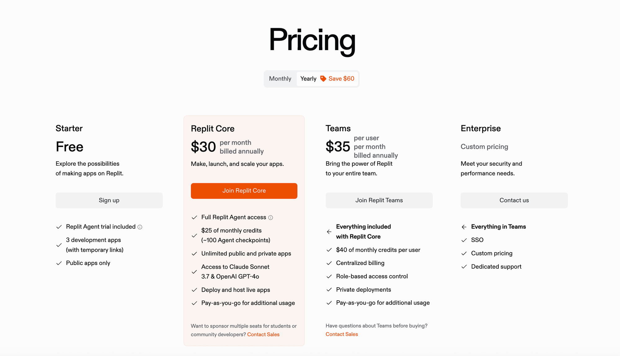 replit pricing plans