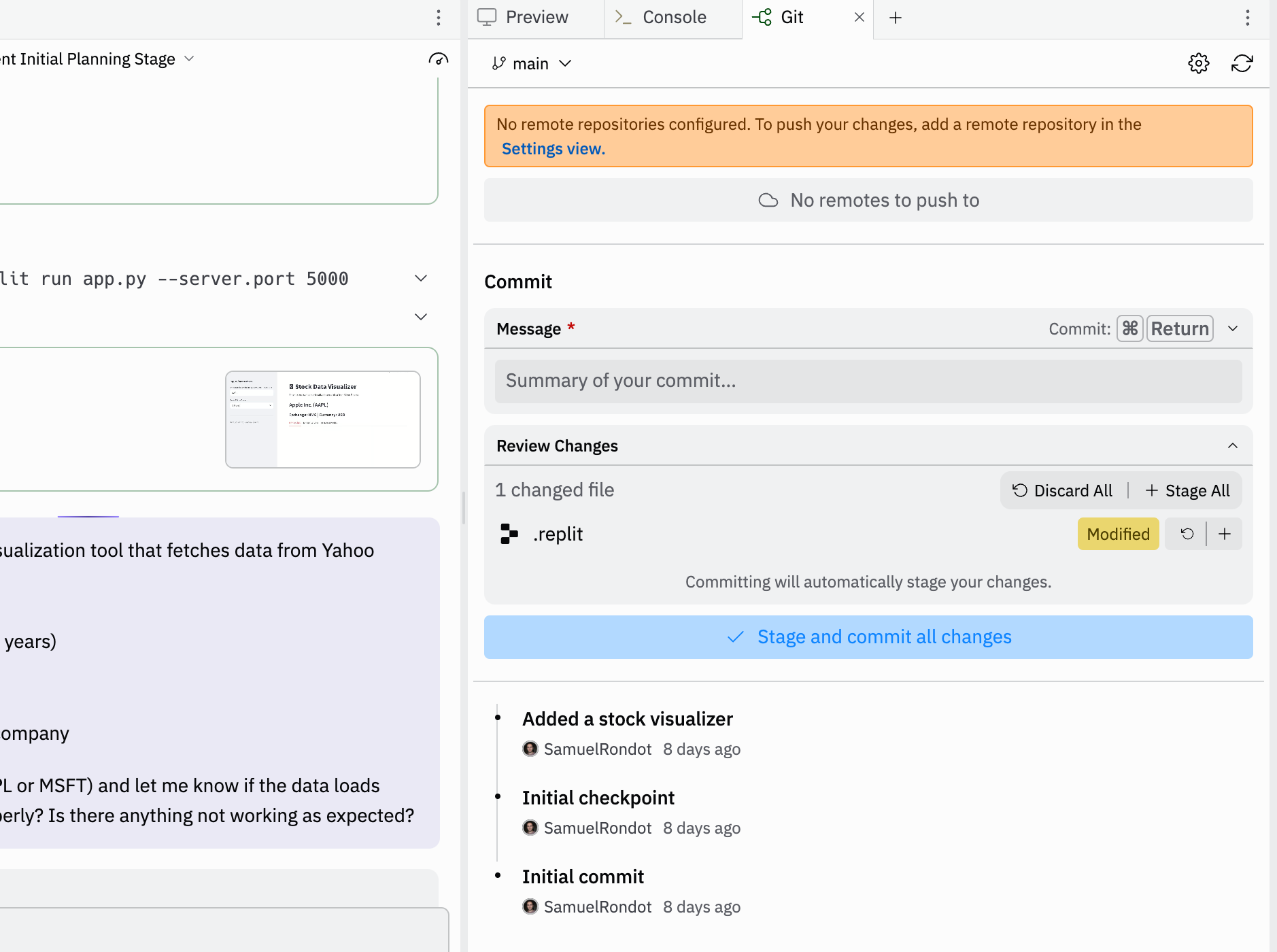 git version controle replit