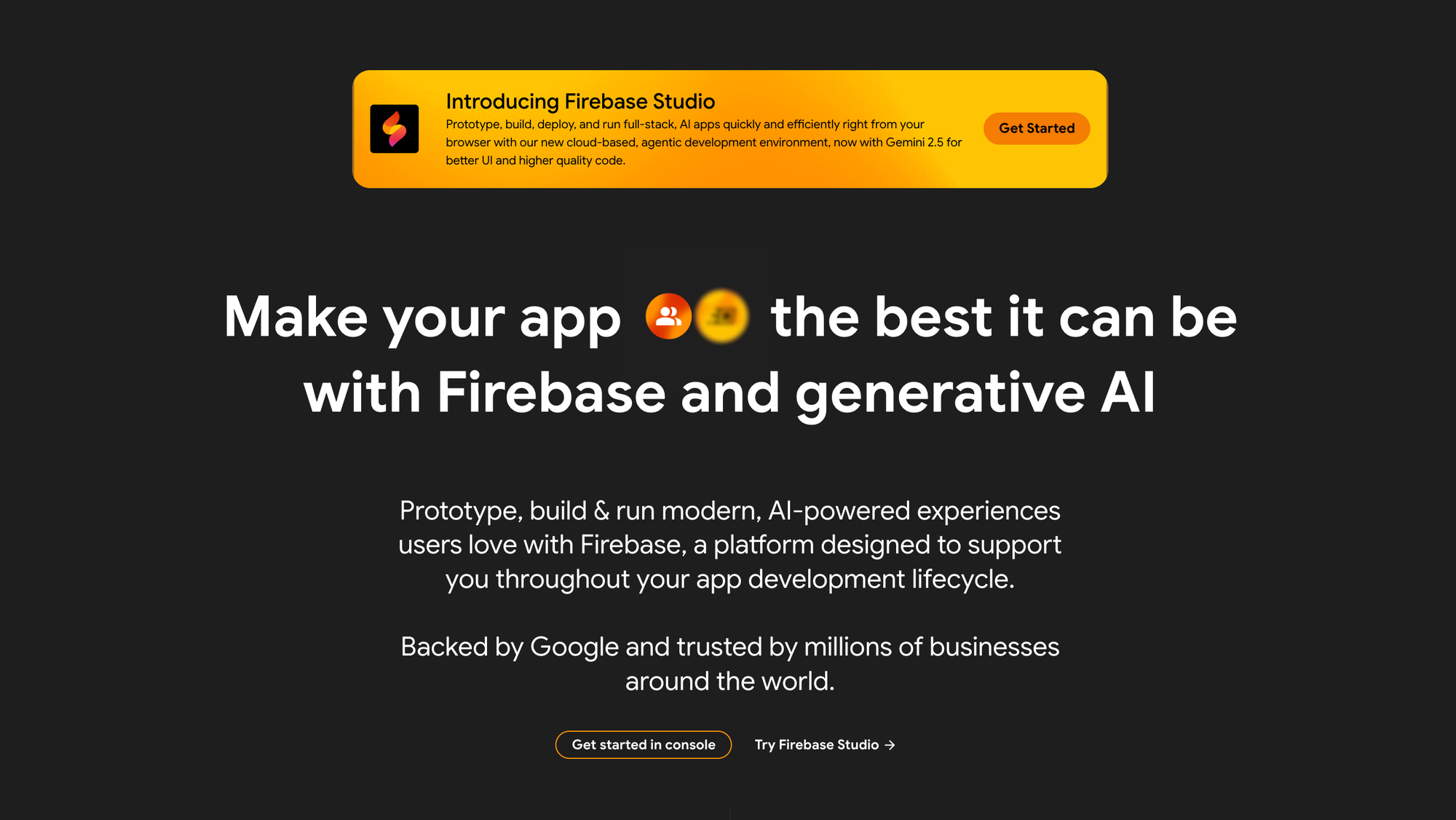 firebase landing page