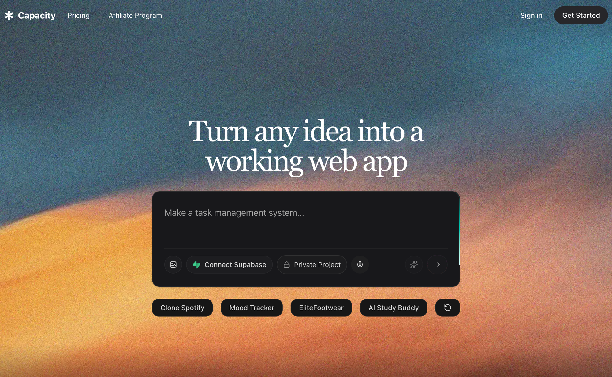 capacity.so, create fullstack web applications with AI