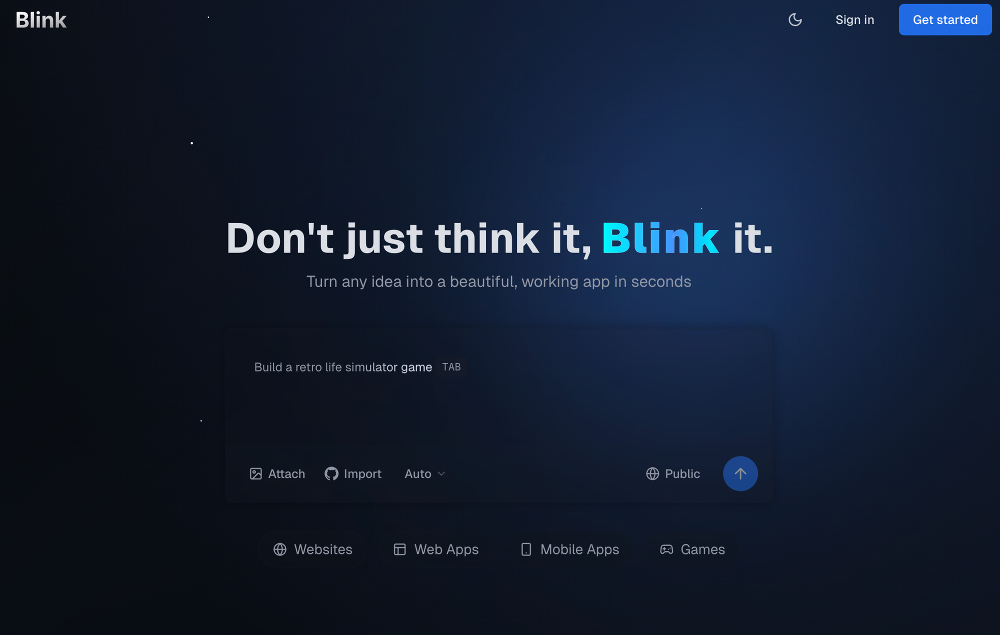 blink.new landing page