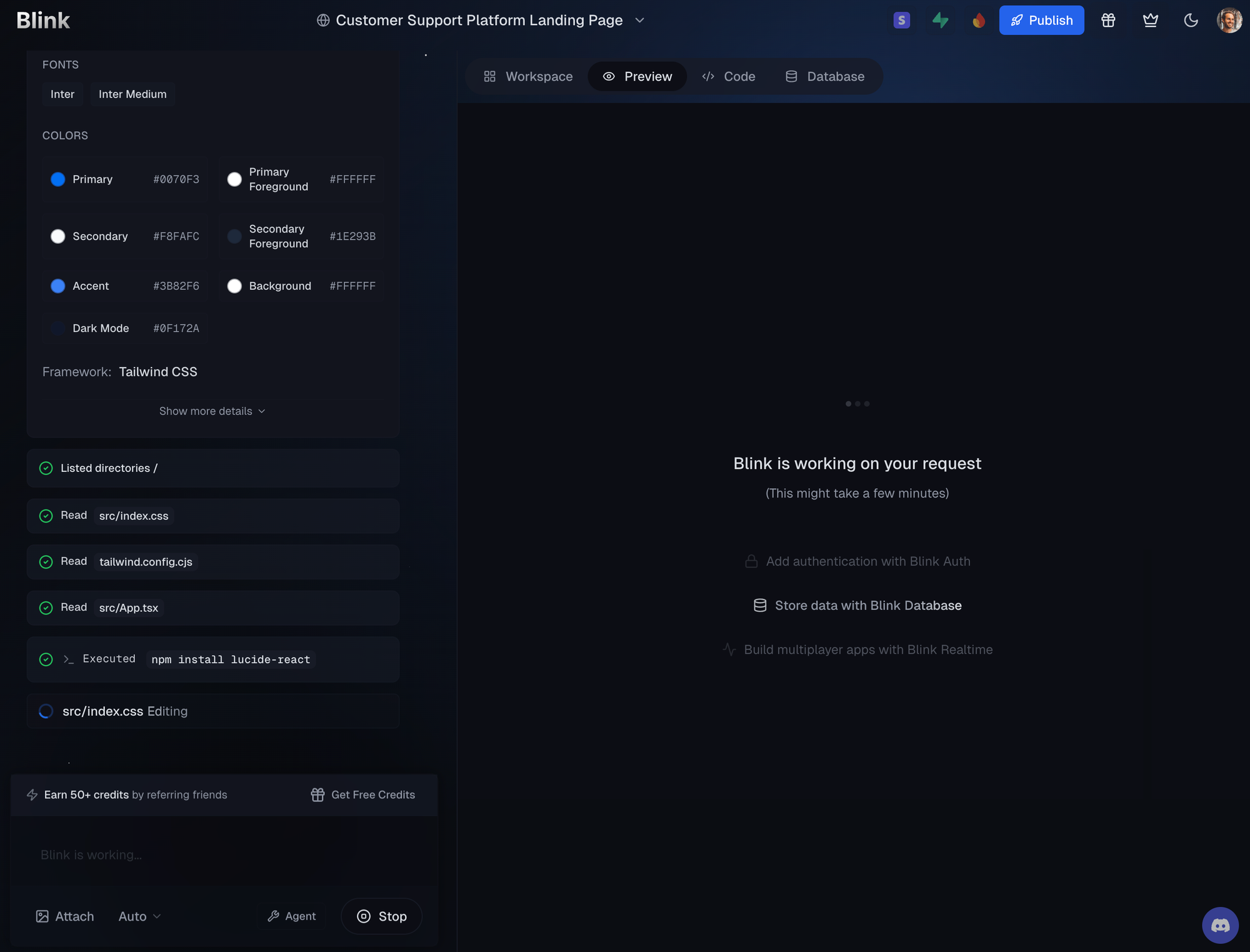 screenshot of blink.new
