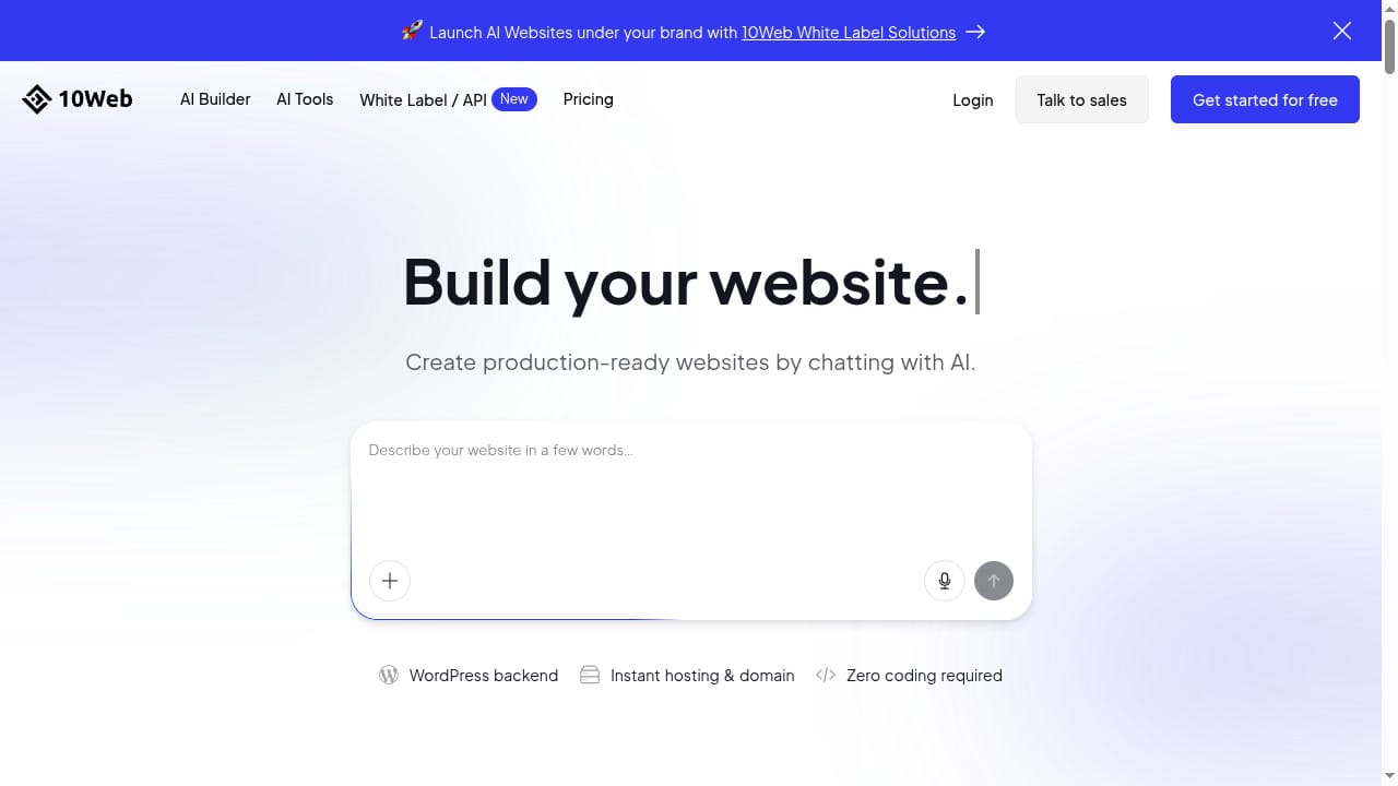 10Web AI-powered WordPress website builder