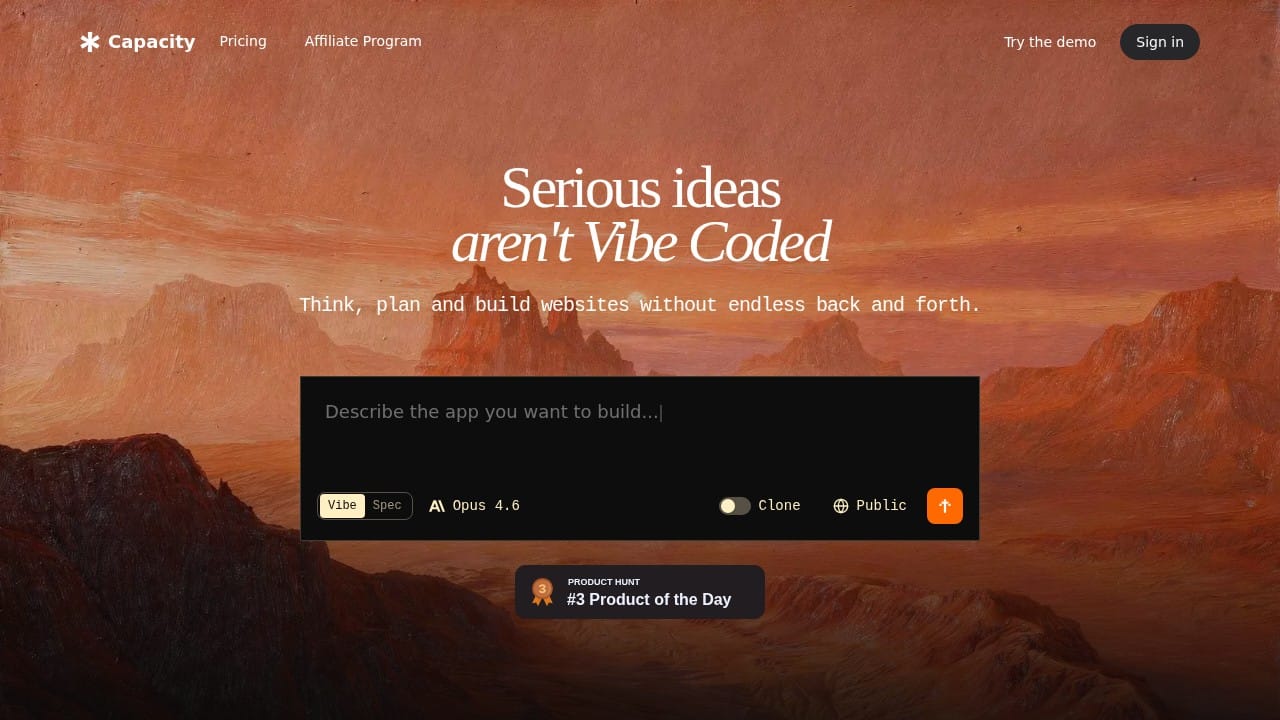 Capacity.so homepage