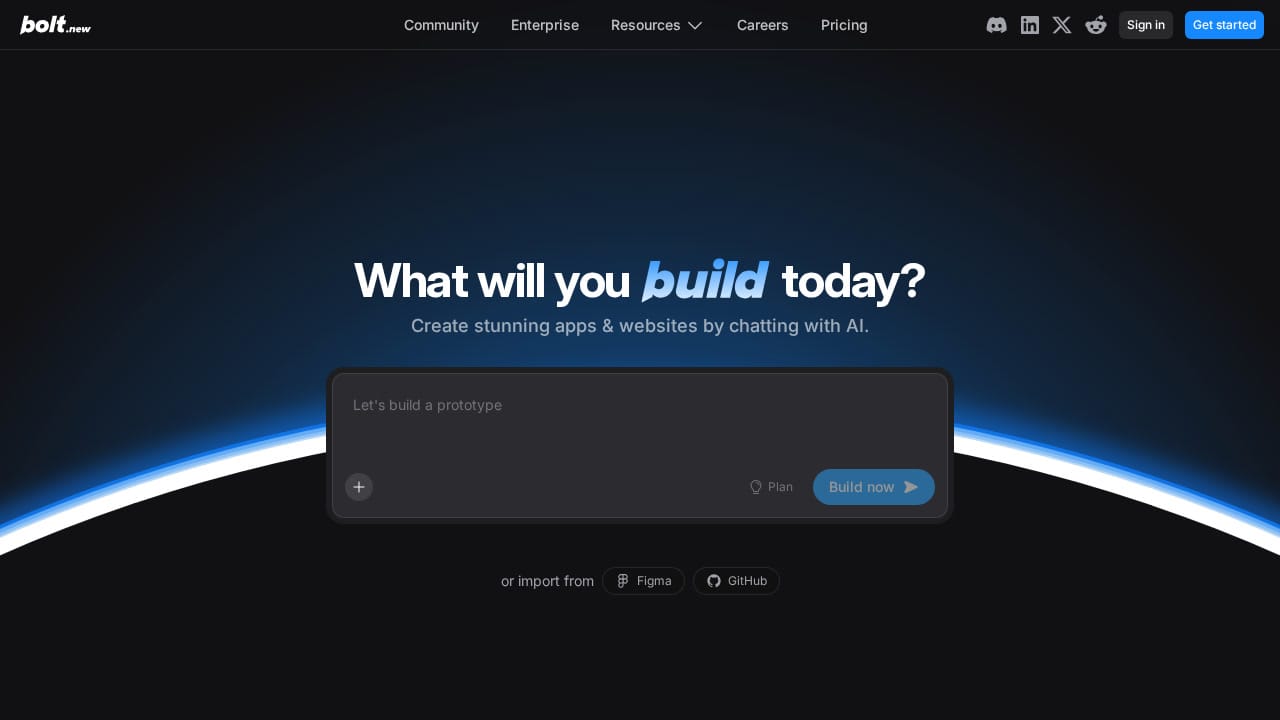 Bolt website hero section