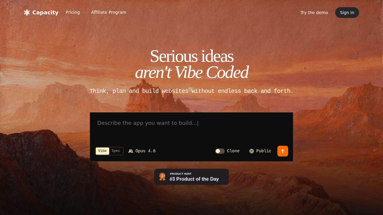 Capacity website hero section