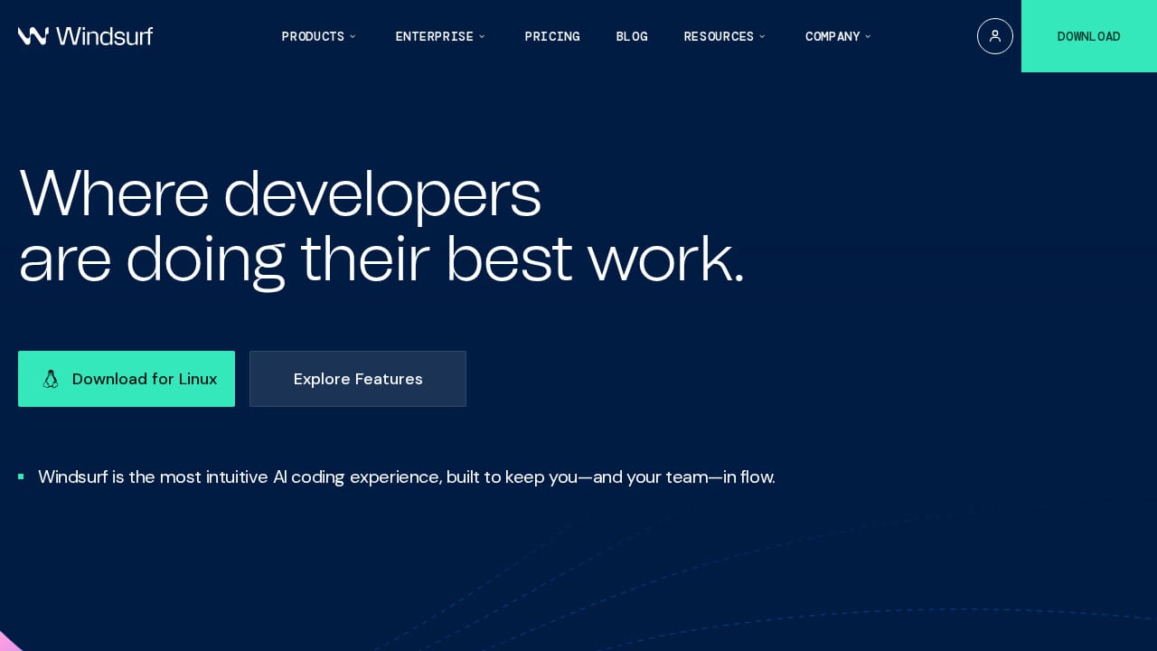 Windsurf website hero section