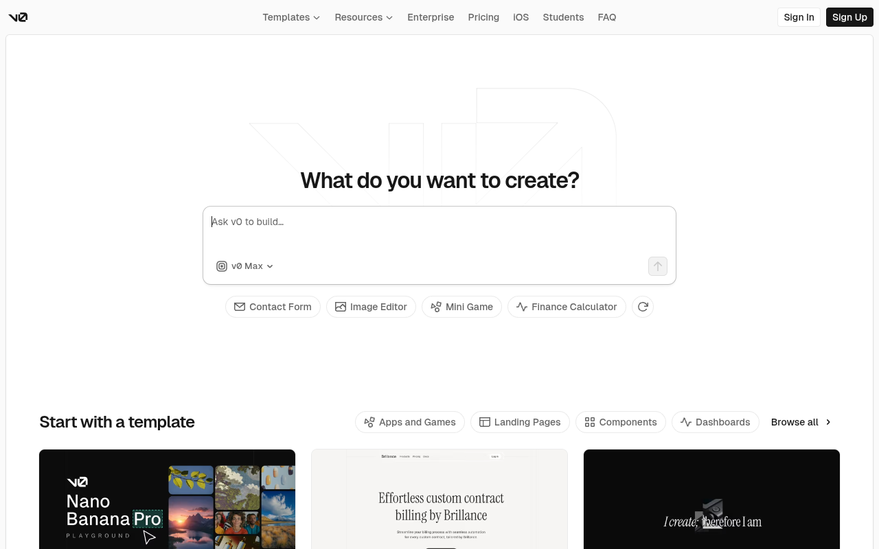 V0 by Vercel - AI-powered UI component and app builder