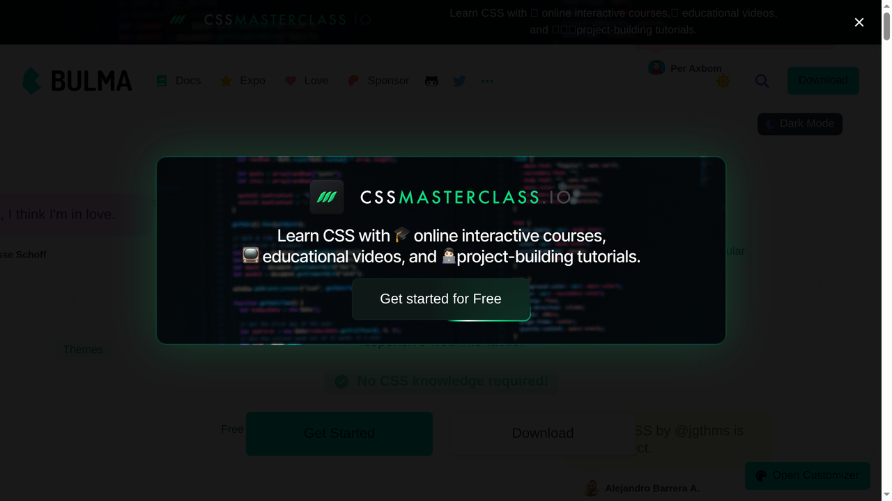 Página principal del framework CSS Bulma