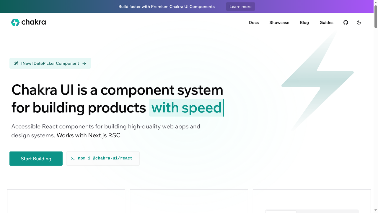Página principal del sitio Chakra UI