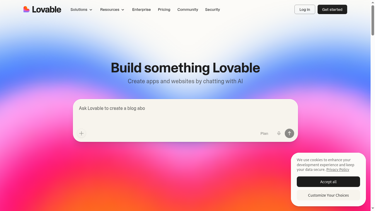 Lovable homepage
