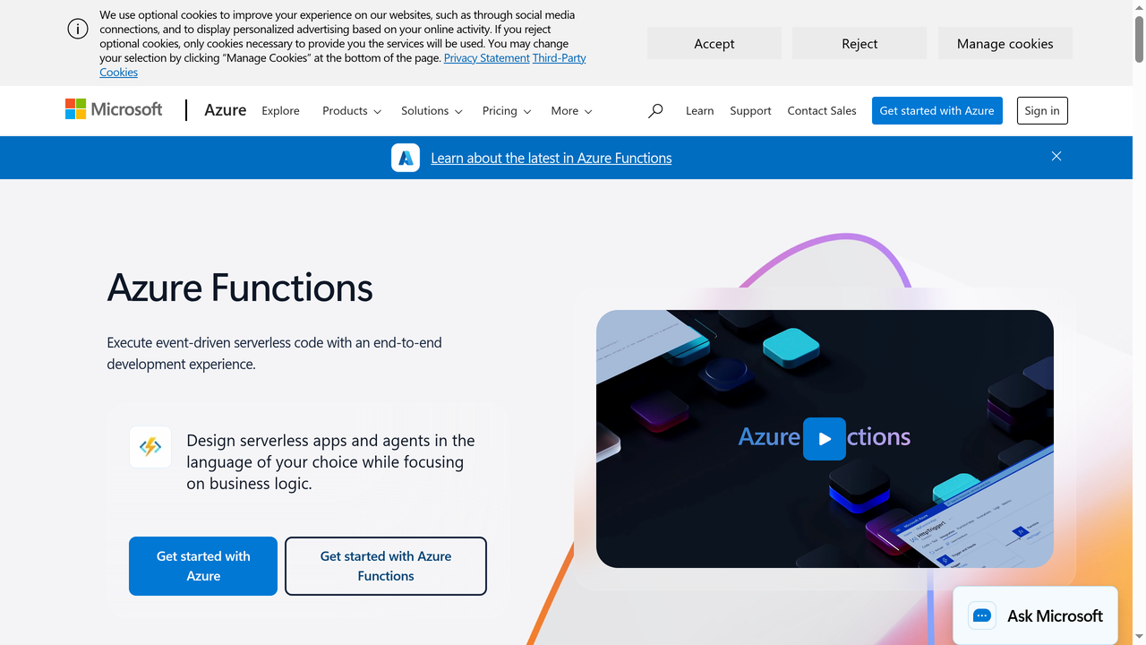 Azure Functions - plataforma de computo serverless de Microsoft