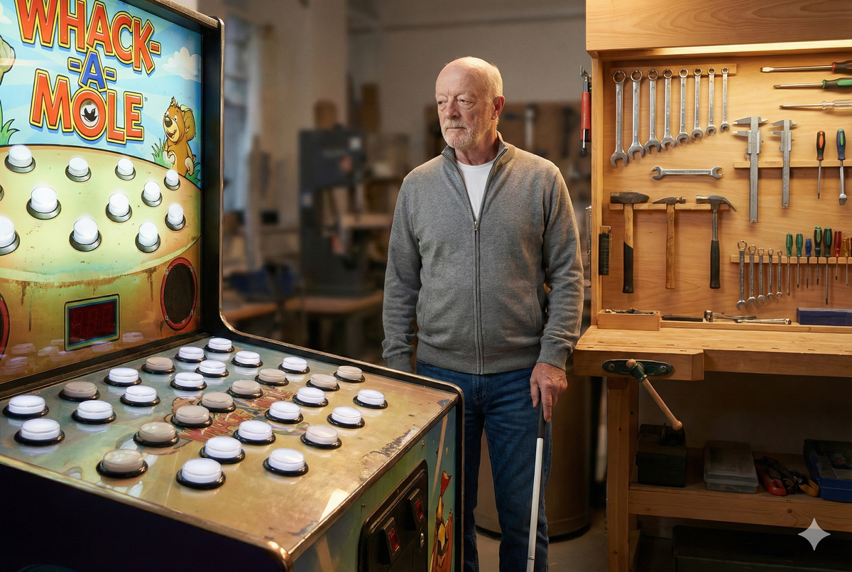 image of the author facing today’s accessibility Wack A Mole and tomorrow’s structured tool bench