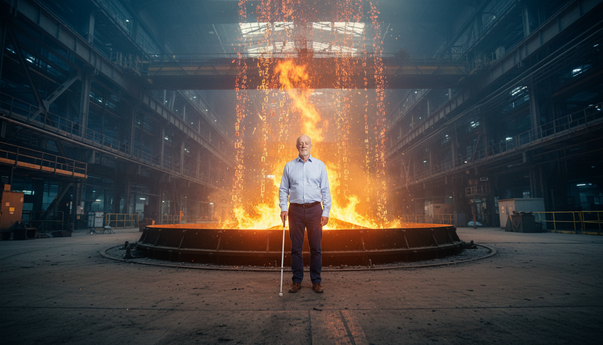 Image of author standing before enormous bonfire of tokens