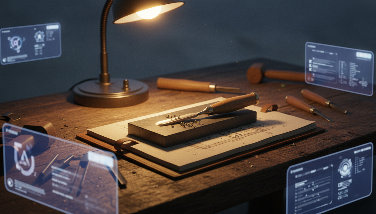 image of a craft bench with AI invited but also held at bay