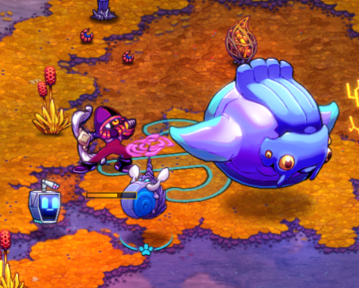 Image of the player swinging the crook weapon