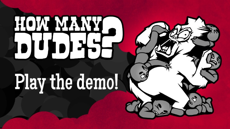 Box art for the game How Many Dudes, showing a cartoon gorilla being swarmed by dudes.