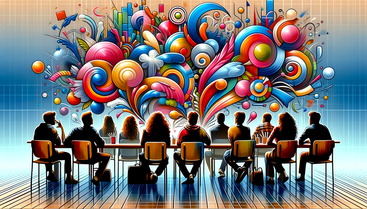 Abstract art inspired by 'The Breakfast Club', symbolizing diverse communication and listening.